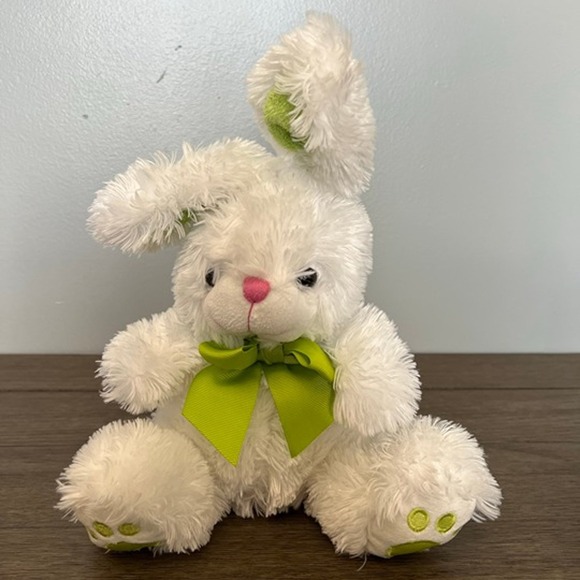 Animal Adventure Easter Bunny with Green Ears & Matching Neck Bow Plush - Picture 1 of 5